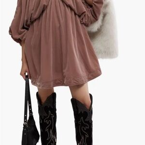 Free People Portia Velvet Babydoll Minidress